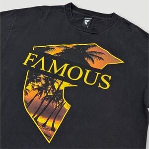 Y2K Vintage Famous Stars and Straps T-Shirt Mens XL Black Palm Tree Graphic Tee